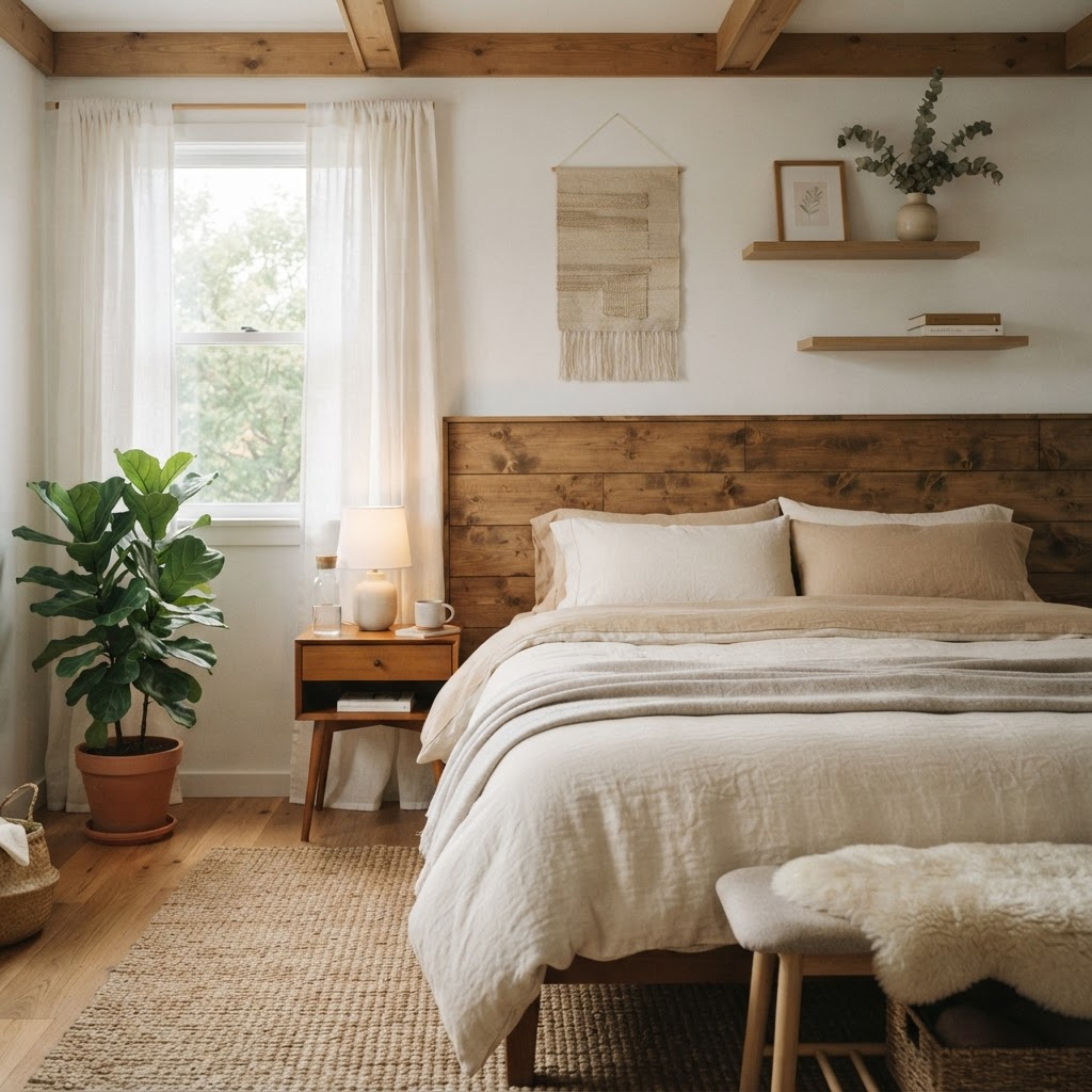 Chambre cosy avec linge de maison soigné